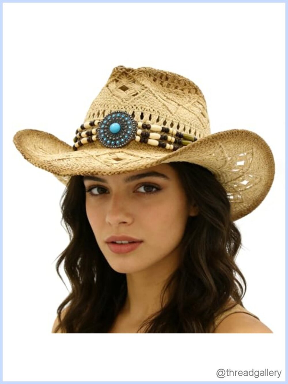 Straw Cowboy Hat Wide Brim Adjustable Western Sun Hat